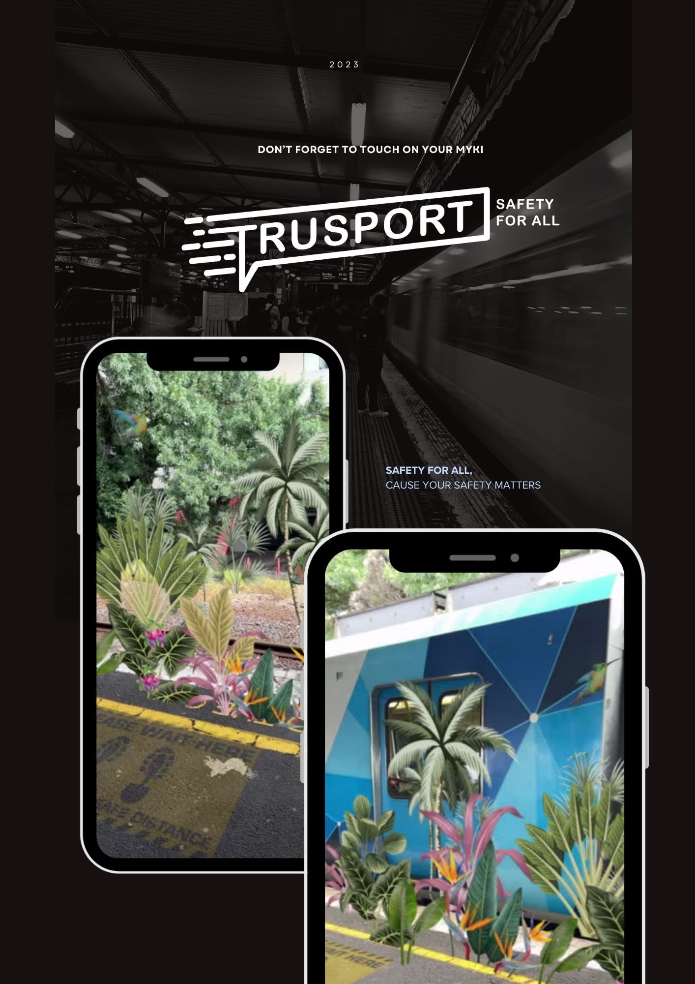 Two mobile phone screens showing AR generated artworks